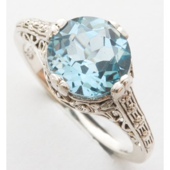  Silver And Topaz Filigree Ring
